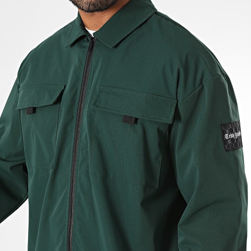 Veste Zippée Avec Poches Black Logo Vert Bouteille
