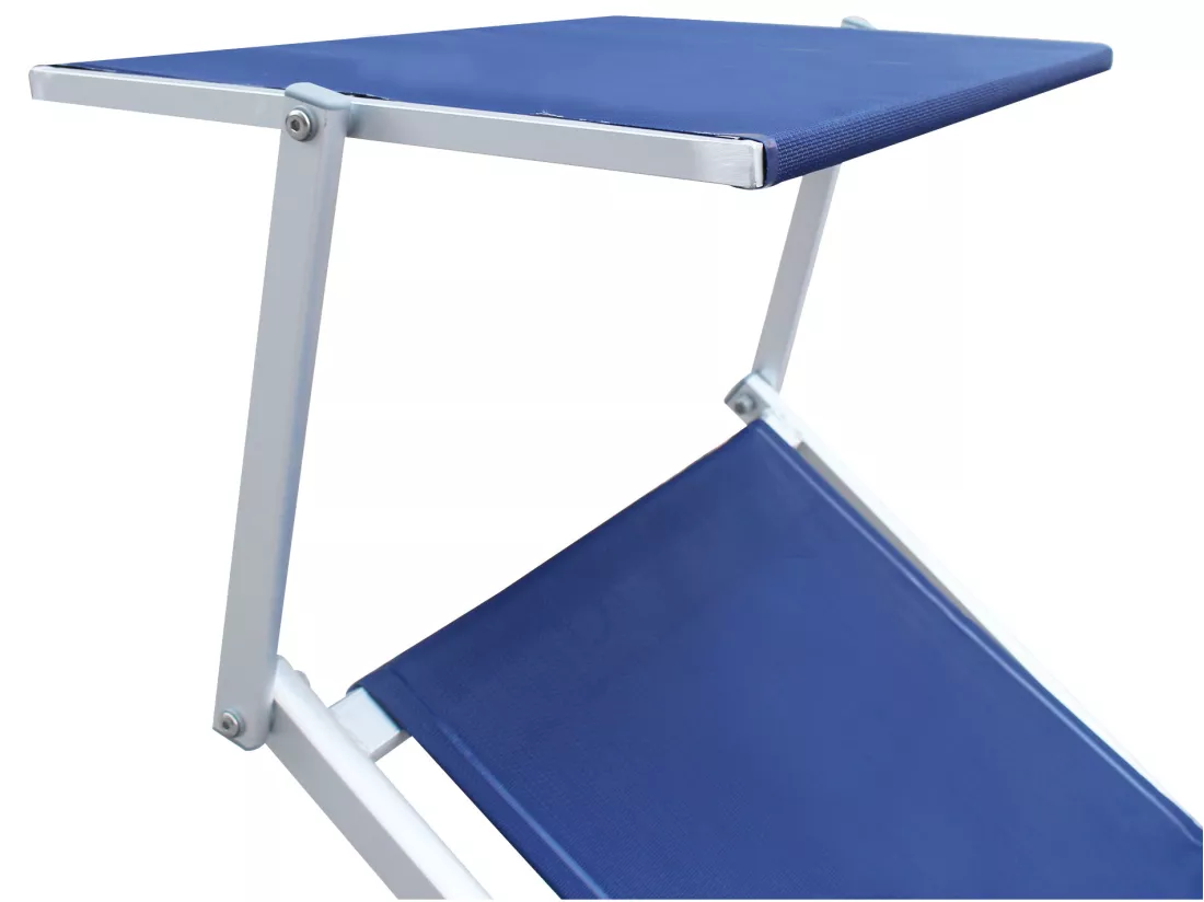 Chaiselongue Bleu Aluminium Textilène Balcon Plage 38x186x61