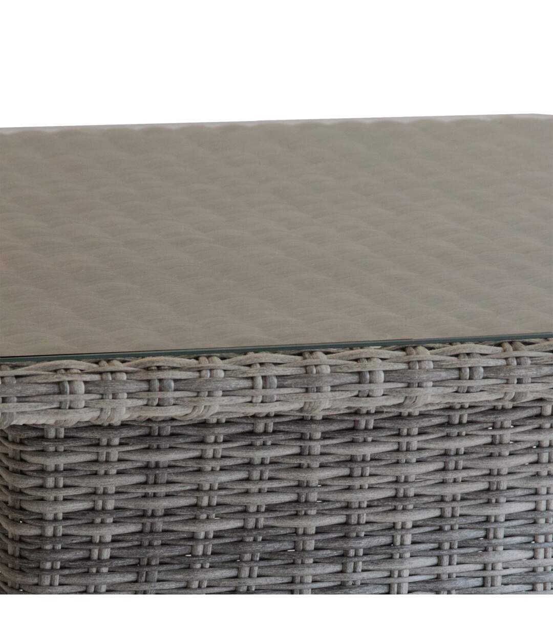 Table relevable de jardin en résine tressée Moorea - L. 150 x H. 45 cm - Gris ombre