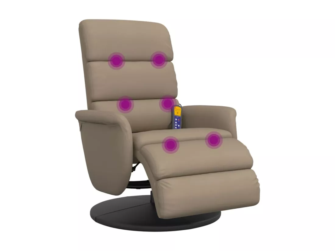 Fauteuil inclinable de massage repose-pieds cappuccino