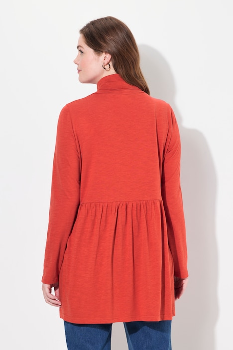 Longshirt, Rollkragen, A-Linie, Langarm, Biobaumwolle