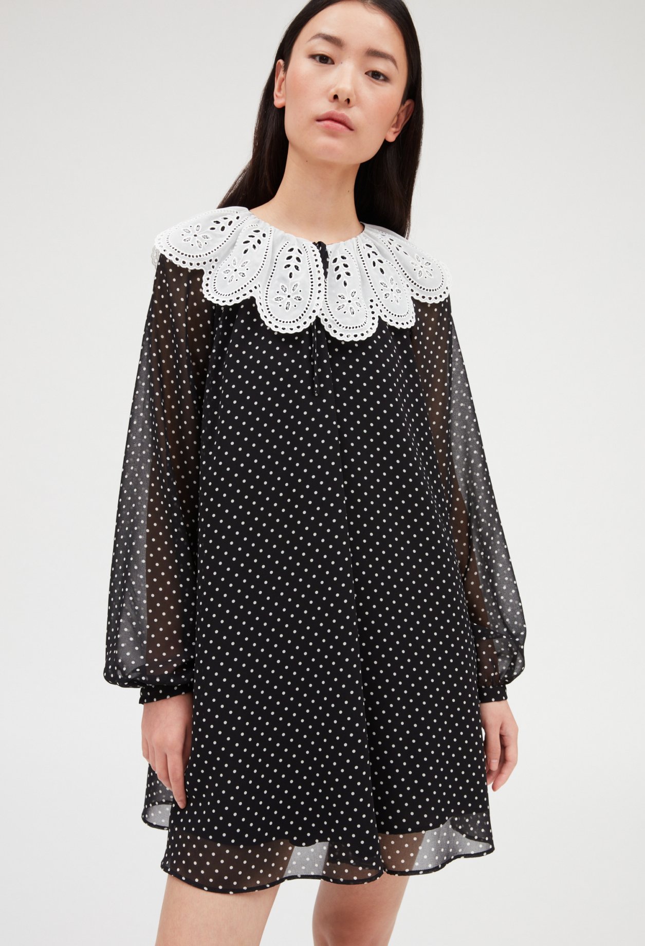 Robe courte Rifi large col imprime pois
