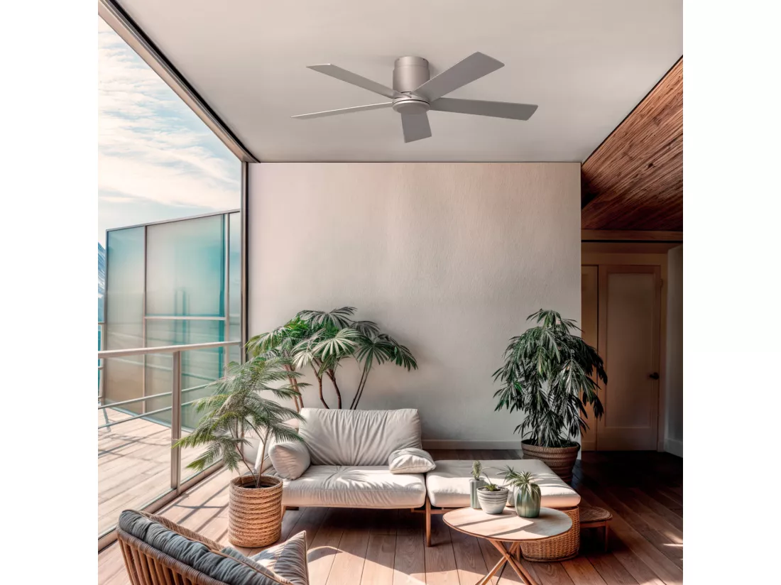 Ventilateur de Plafond Silencieux Flatiron 132 cm Moteur DC Argent Télécommande Sans lumière