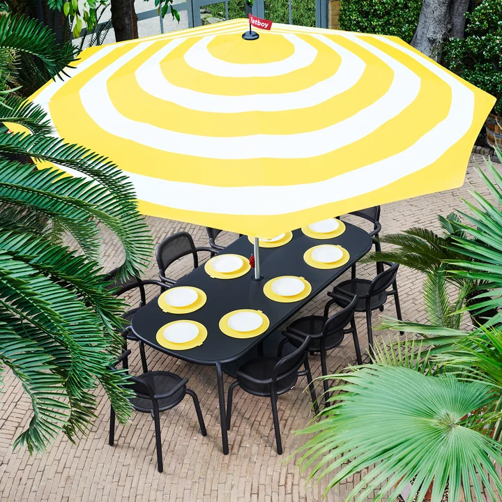 Fatboy - Stripesol Set Sonnenschirm Ø 350 cm anthrazit   Ständer schwarz