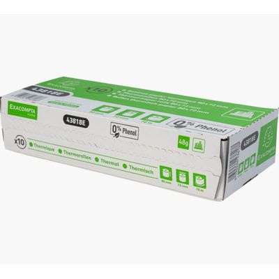 Exacompta - 10 Bobines thermique - rouleau caisse - 80 x 72 x 12 mm - 1 pli - sans phénol - 76 m