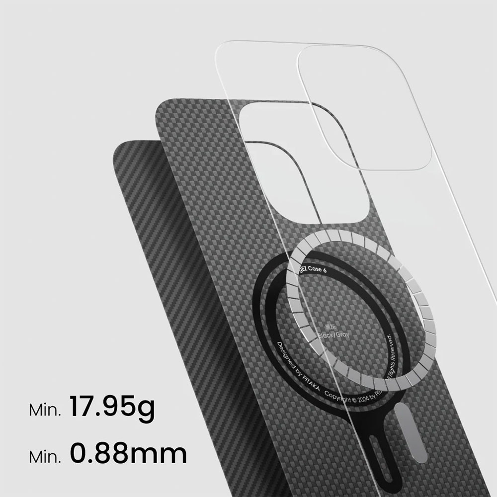 iPhone 16 Pro MagEZ MagSafe Case Aramid Schutzhülle (KI1601PA) - Schwarz / Grau (Carbon)