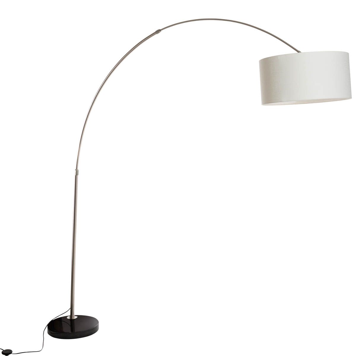 Booglamp staal stoffen kap wit 50 cm - XXL