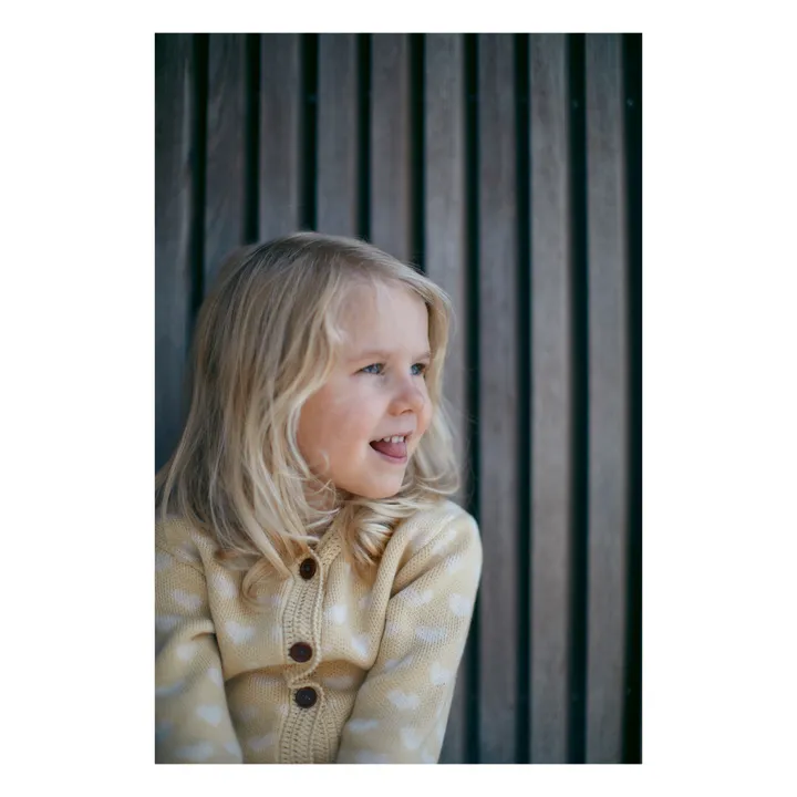 Copenhagen Colors Cardigan Crochet Cœurs | Jaune pâle