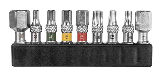 BIT-SET mit 9 Bits  silber  Inbus 3456810mm,  Torx T20T25T30