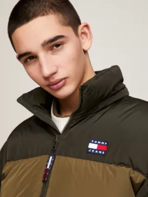 Jaqueta puffer Alaska com blocos de cores