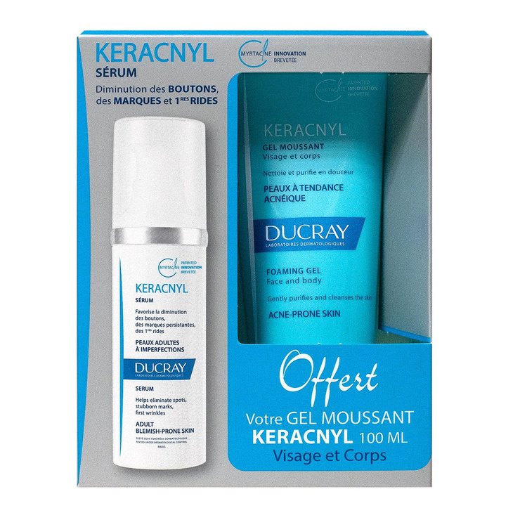 Keracnyl sérum 30ml + Keracnyl gel moussant 100ml offert