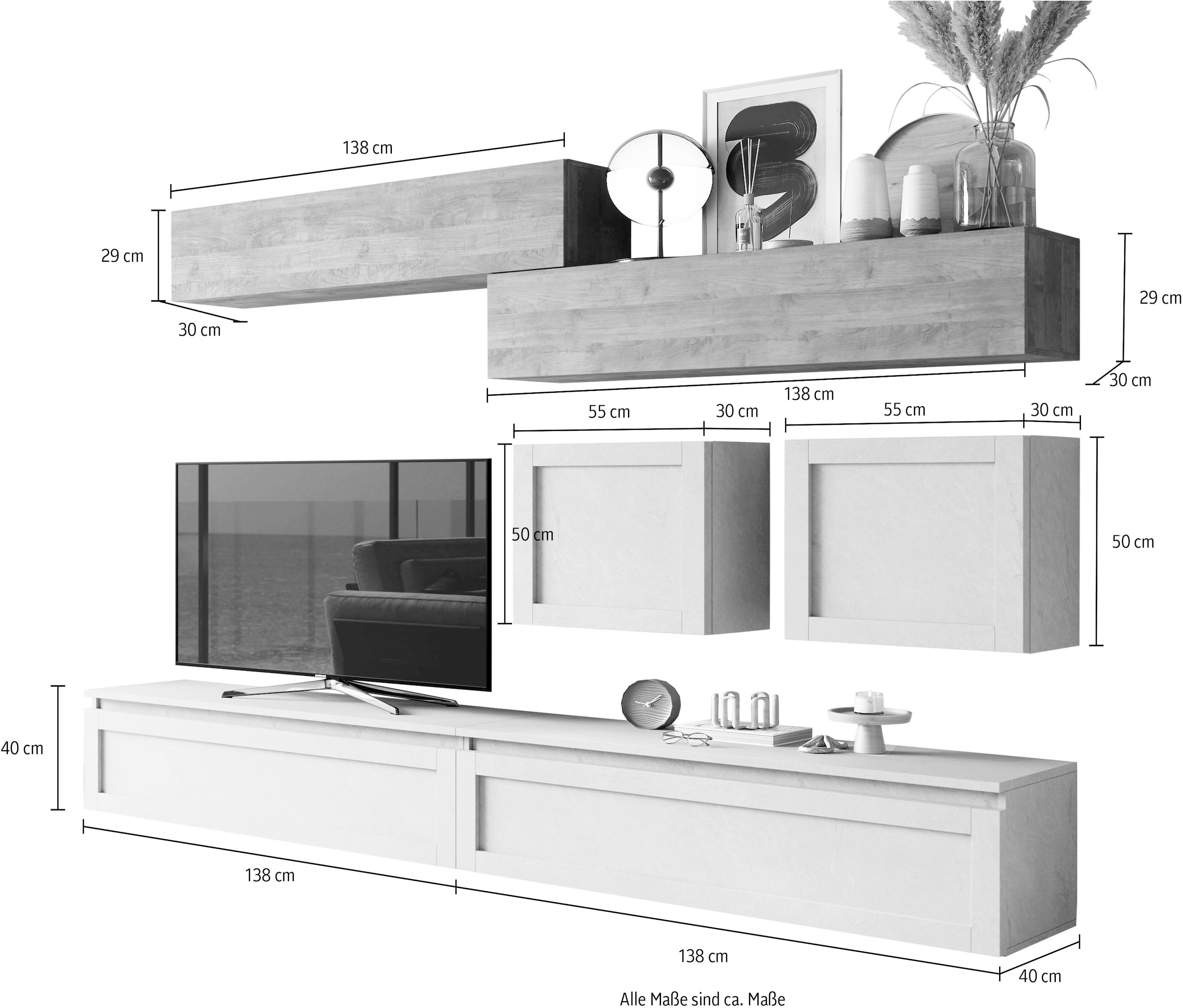 INOSIGN Wohnwand »Infinity, 6tlg. Breite 260 cm, Höhe variabel, Schrankwand,« 6 Stk. tlg.