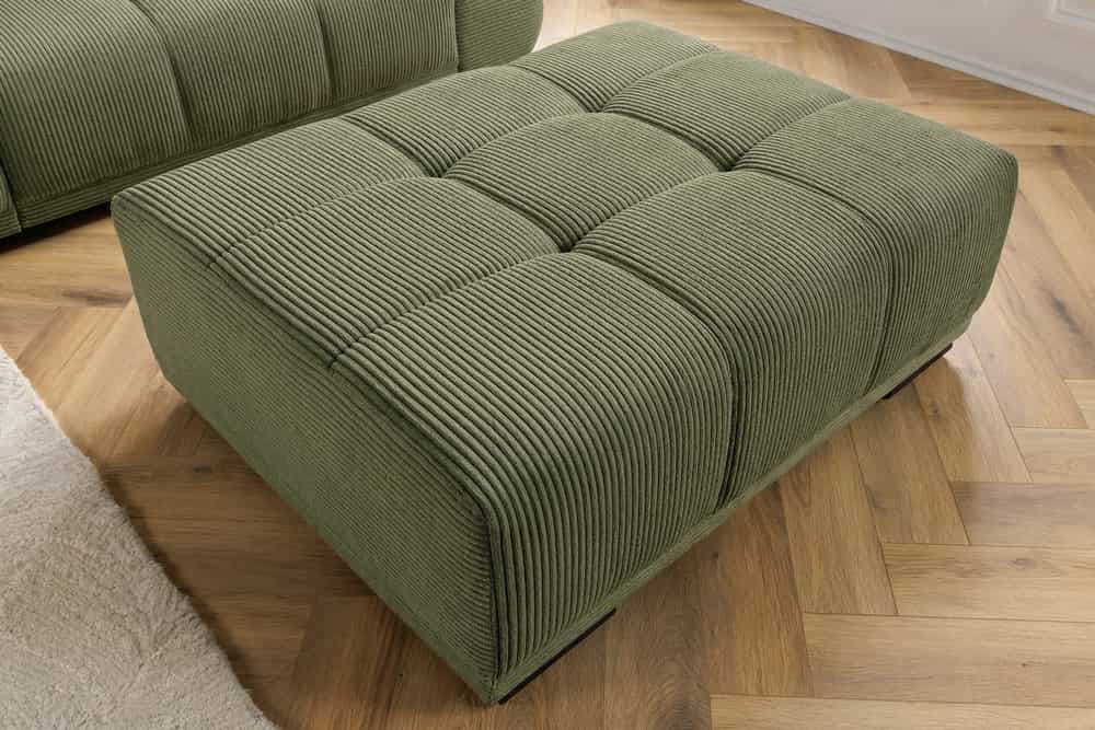 Moderner Hocker ELEGANCIA 110cm grün Cord mit Ziersteppung