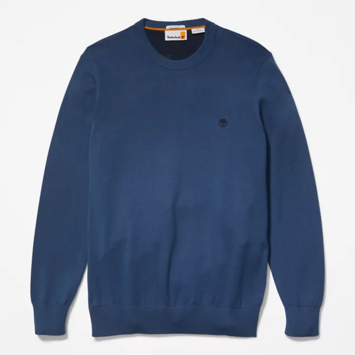 Suéter Williams River de gola redonda para homens na cor azul marinho.