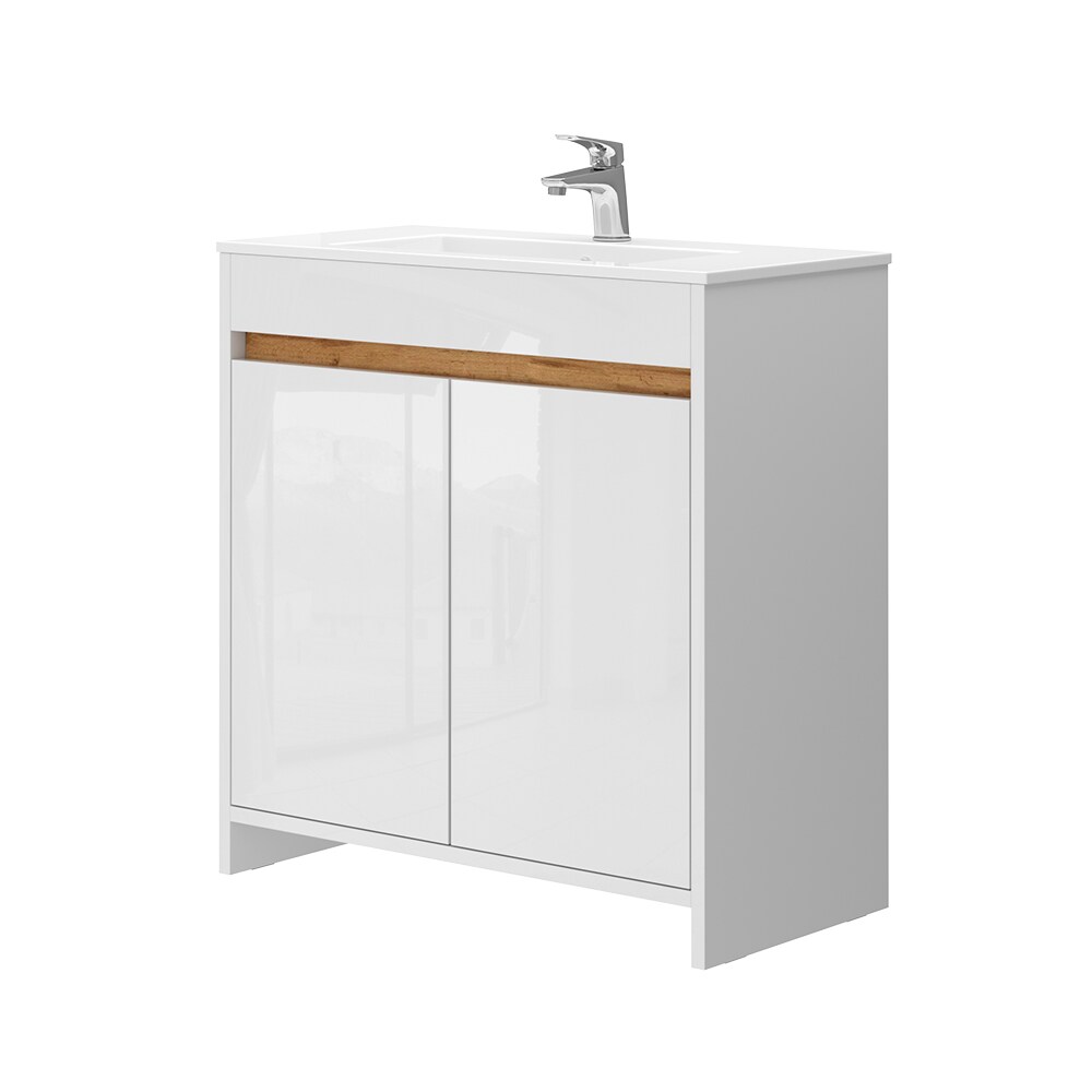 Vicco Waschbecken mit Unterschrank Lemgo 80 cm breit, Waschtisch stehend Weiß