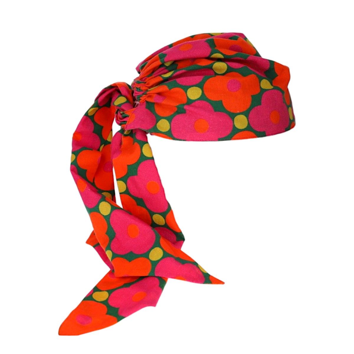 Turban à nouer fleurs rose et orange - Copacabana party ! Jolie saison