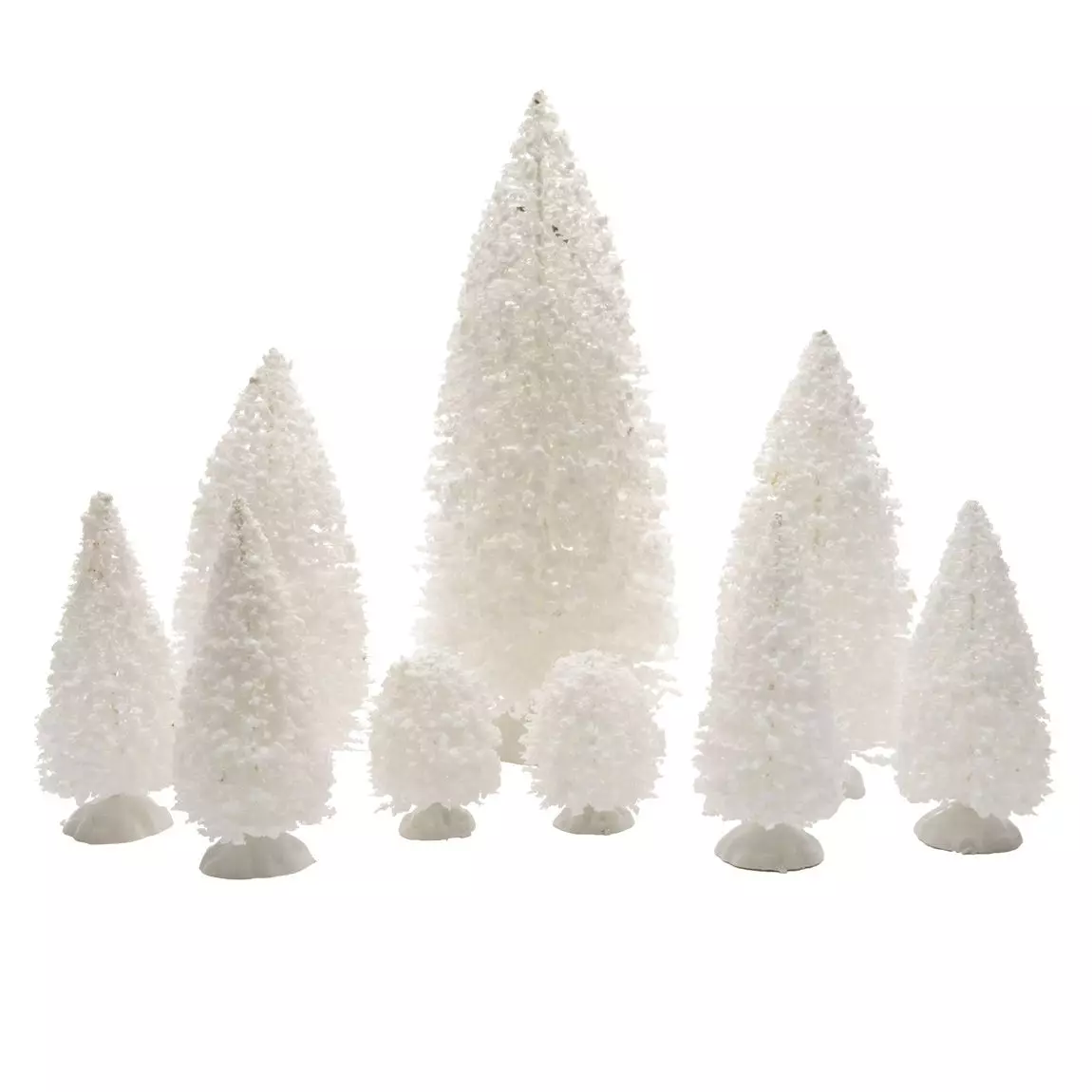 Lot de 9 sapins Blanc pour aménager un village