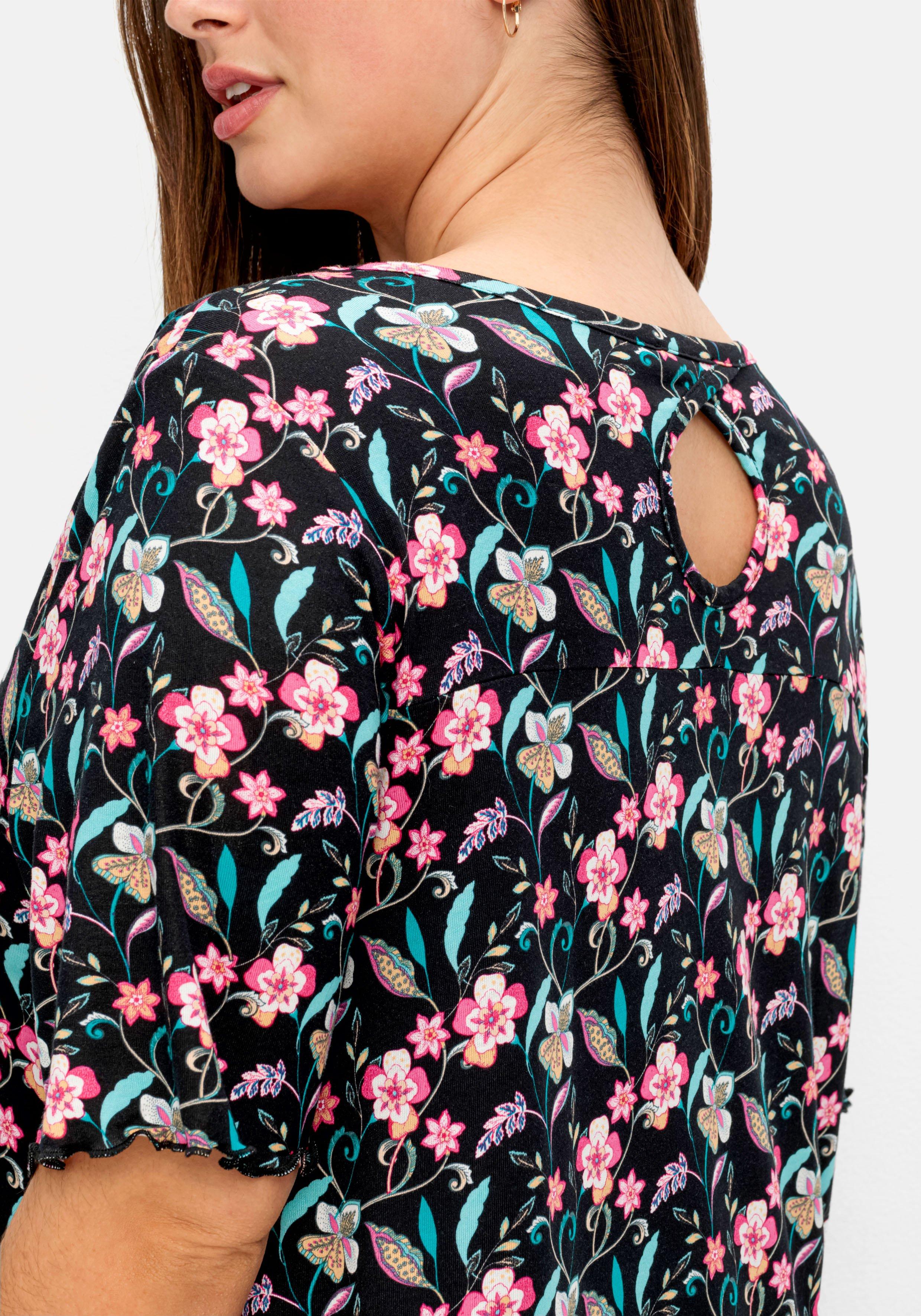 Shirt mit Blumendruck und Cut-out im Rücken