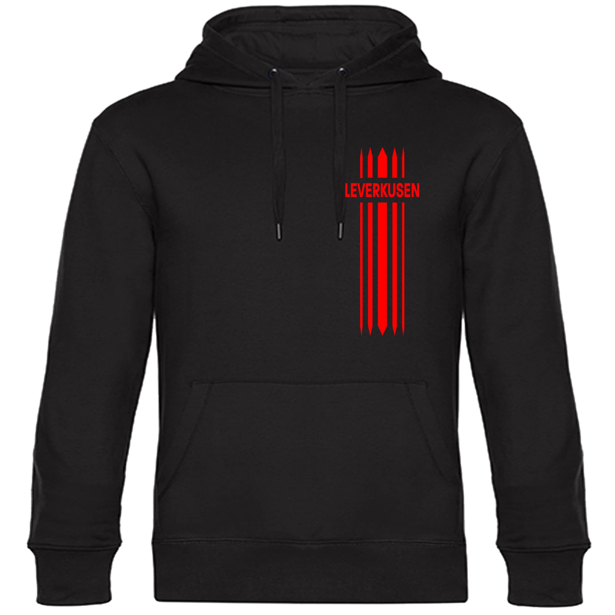 multifanshop® Kapuzen Sweatshirt - Leverkusen - Streifen - Druck rot