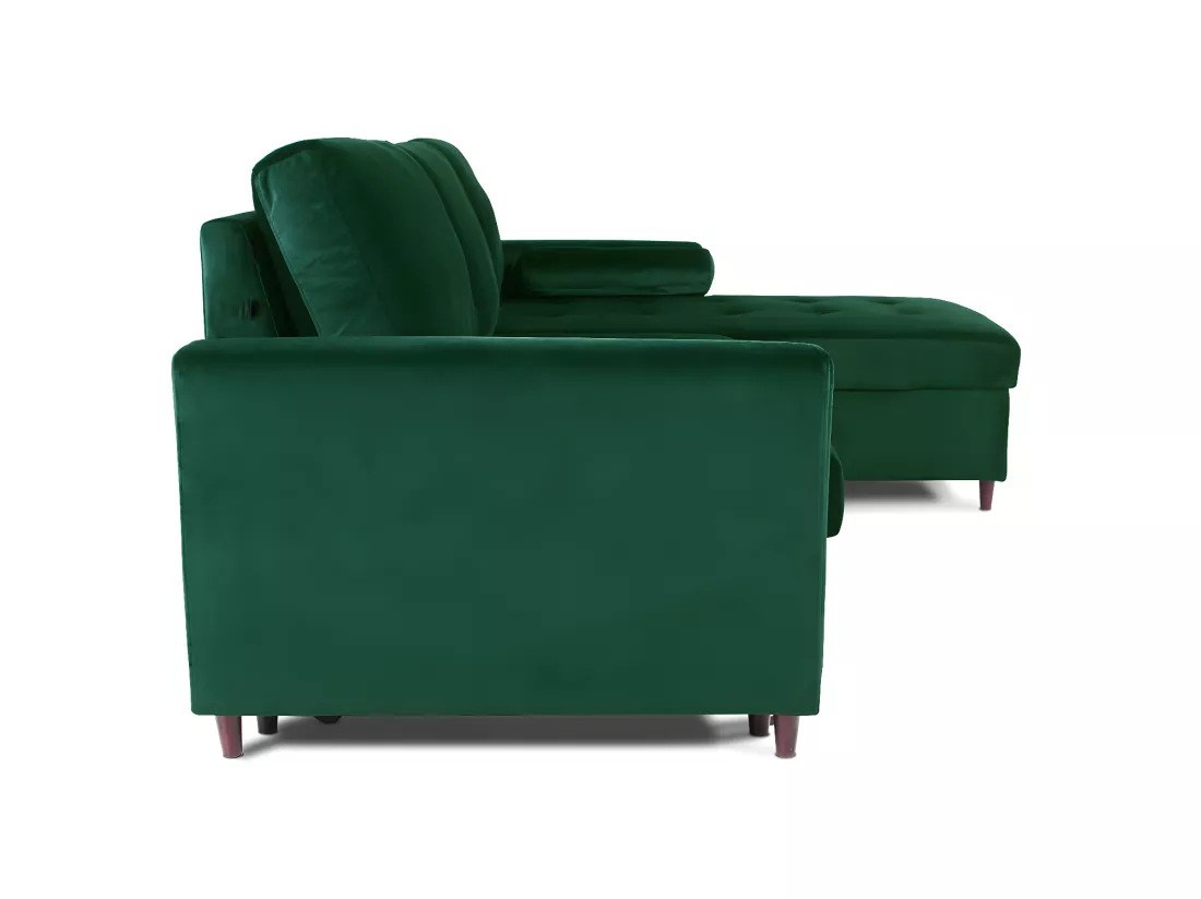 Canapé d'angle convertible réversible Claudio en velours vert