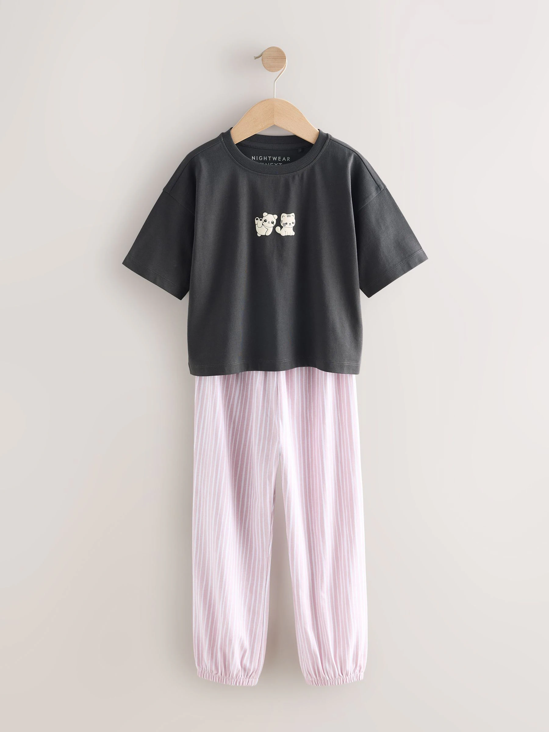 Zwart-wit pandaprint - Verpakking van 3 pyjama's met joggingbroek (3 - 16 jr)