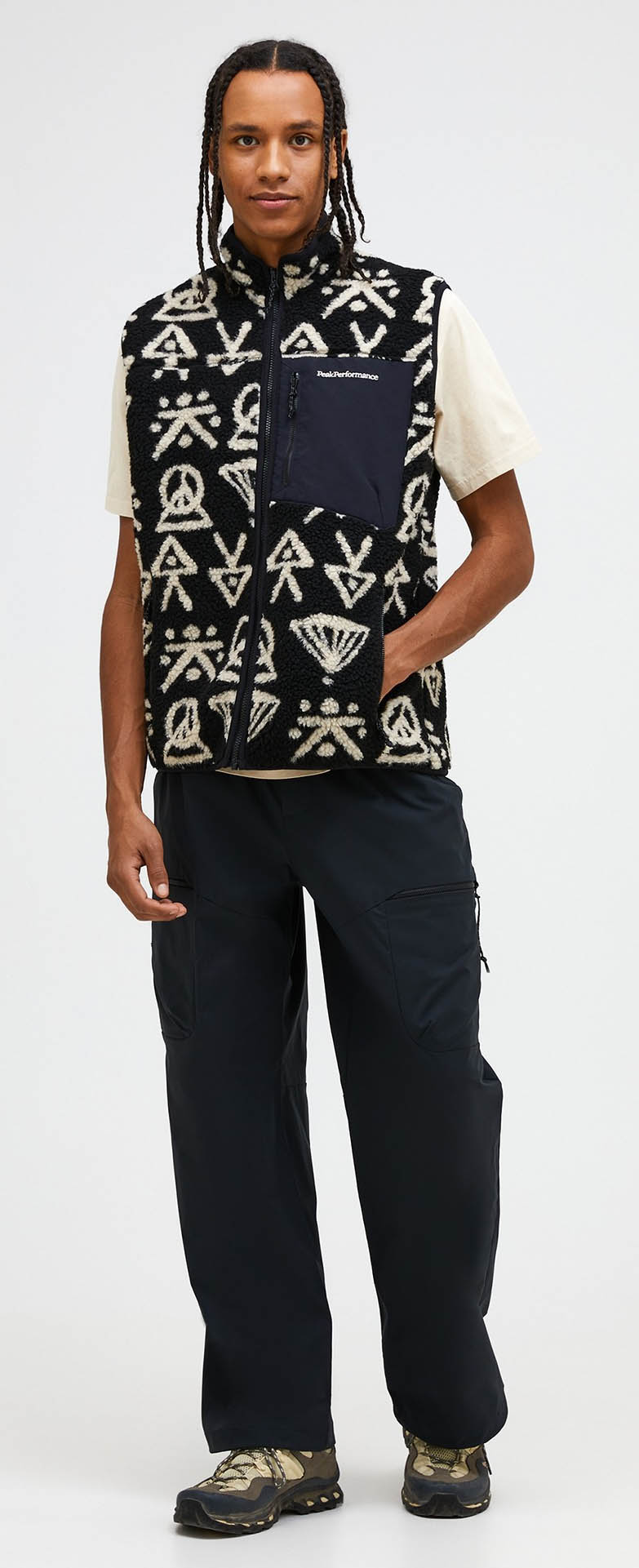 Graphic Pile Vest Herre Black