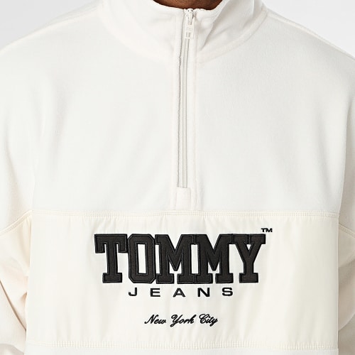 Sweat Col Zippé Fabric Mix 7803 Blanc