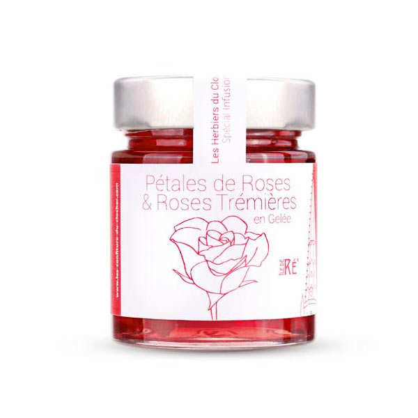 Gelée de pétales de roses et roses trémières