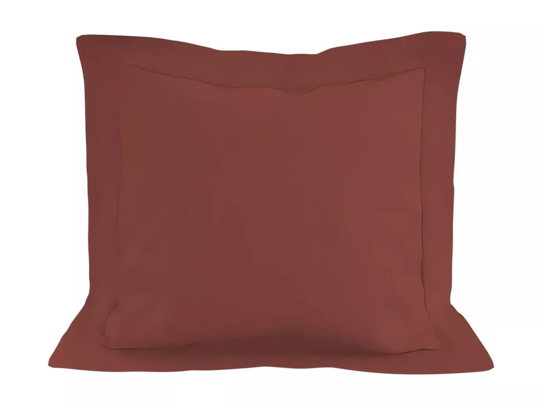 Taie d'oreiller en coton 57 fils 63x63 cm UNI brique, par Soleil d'ocre