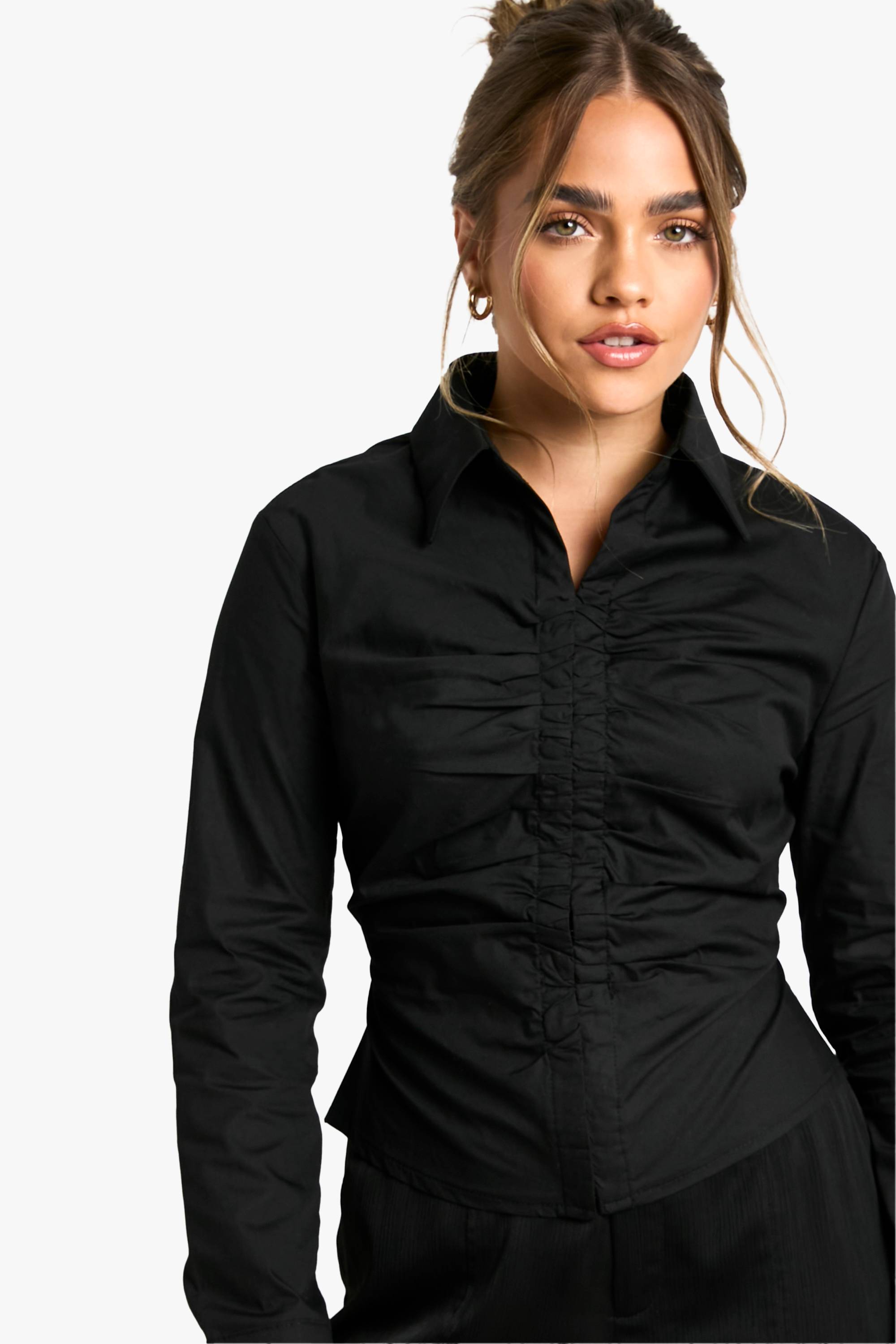 boohoo Petite Chemise Froncée Ajustée