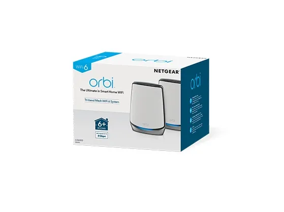 NETGEAR Orbi RBK853 - Wi-Fi-system - (router, 2 extendere) - mesh 1GbE, 2.5GbE - Wi-Fi 5, Wi-Fi 6 - Tri-Band