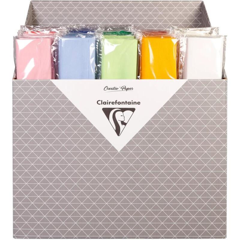 PAPIER CRÉPON, Sachet de 1 feuille pliée 75% au format 2,50x0,50m - Assortiment