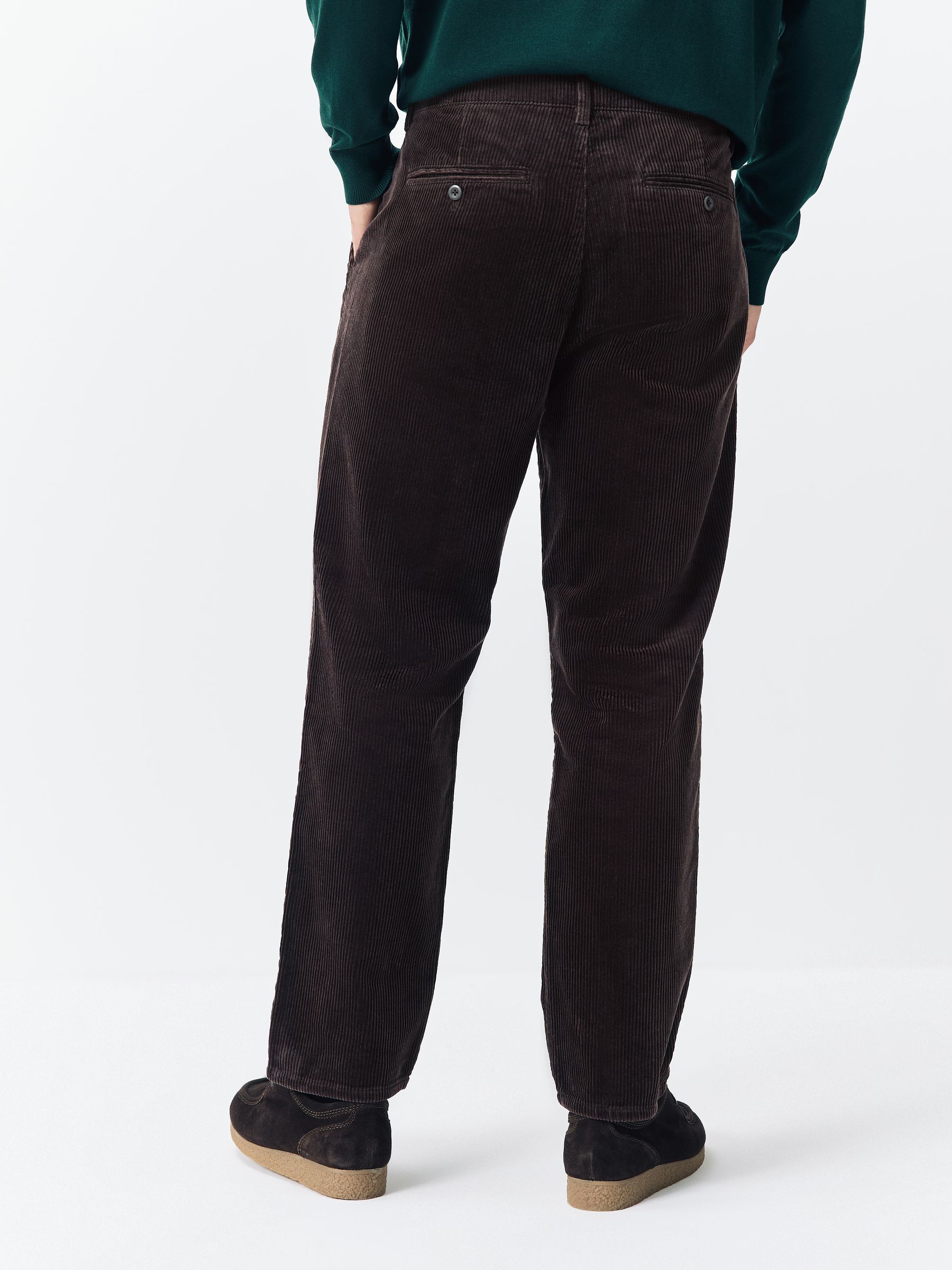 Bruin - Standaard toelopende pasvorm - Corduroy Single Pleated Trousers