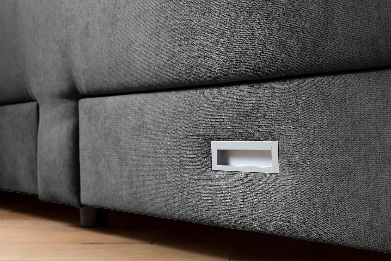 Belanoti ® Lara Boxspringbett 160x200 mit 4 Schubladen Stauraum Bett 160x200 mit Bettkasten in der Farbe Dunkelgrau H2/H3 Chesterfield Kopfteil 7-Zonen Taschenfederkern Matratze inkl. Visco Topper