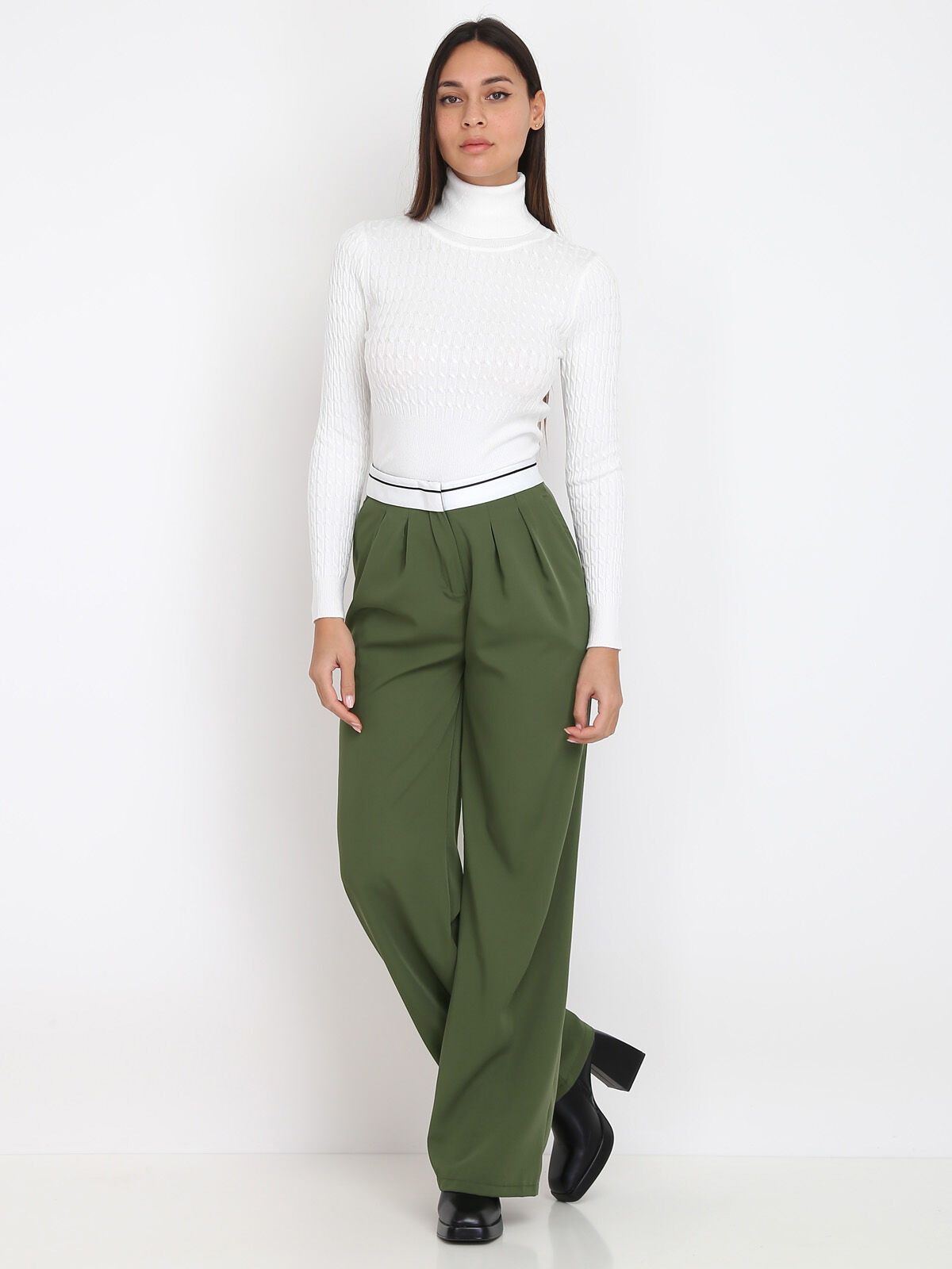 Pantalon ample style dad- Kaki