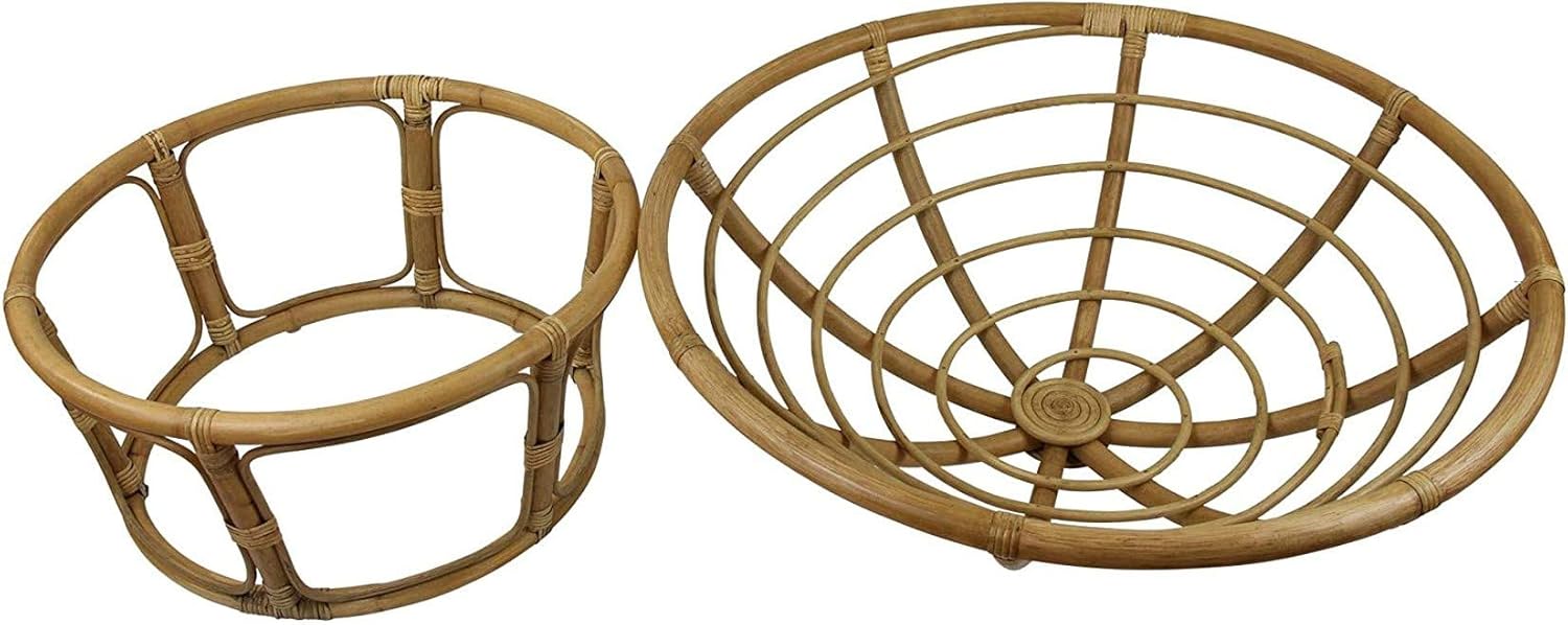 Dekoleidenschaft Papasan-Sessel aus Rattan, braun, inkl. Kissen aus Baumwolle, beige, Rexalsessel für Wohnzimmer oder Wintergarten, Korbsessel Liegesessel