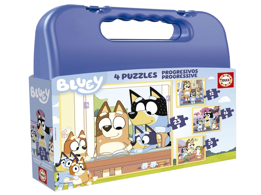 MALA PUZZLES PROGRESSIVOS BLUEY EDUCA 12-16-20-25 PEÇAS