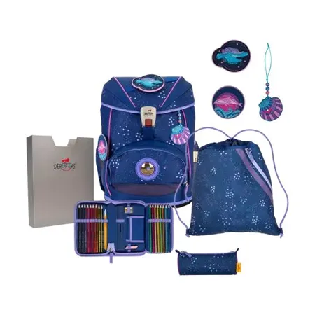 DerDieDas Schulrucksack-Set Ergoflex Deep Ocean, 5-teilig