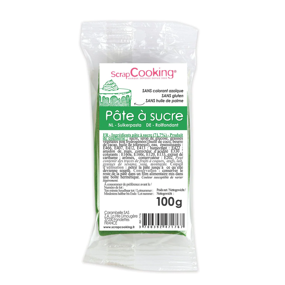 Pâte à sucre vert foncé 100 g Scrapcooking