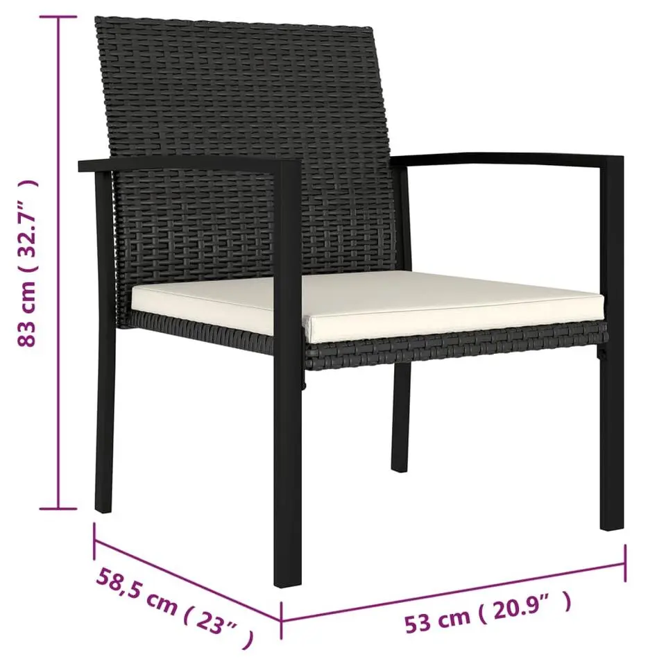 vidaXL - Buitenstoel - Zwart - Poly rattan - 2 stuks