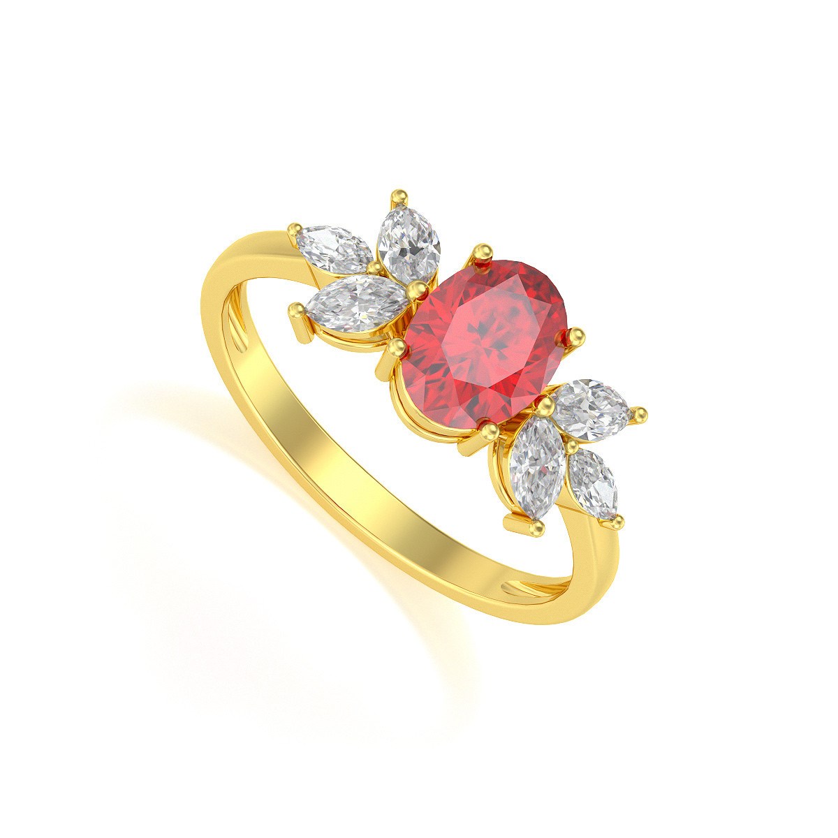 Bague ADEN Or 585 Jaune Rubis et diamants 1.938grs