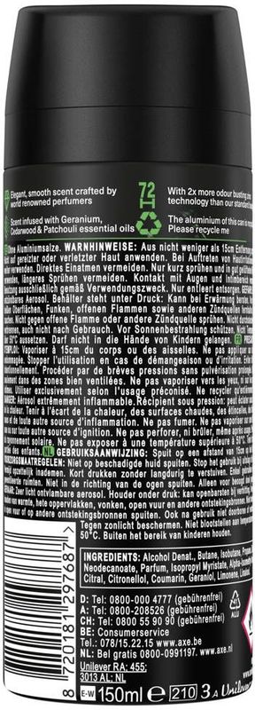 AXE Fine Fragrance Collection Emerald Geranium Premium Deodorant Bodyspray - 6 x 150 ml - Voordeelverpakking