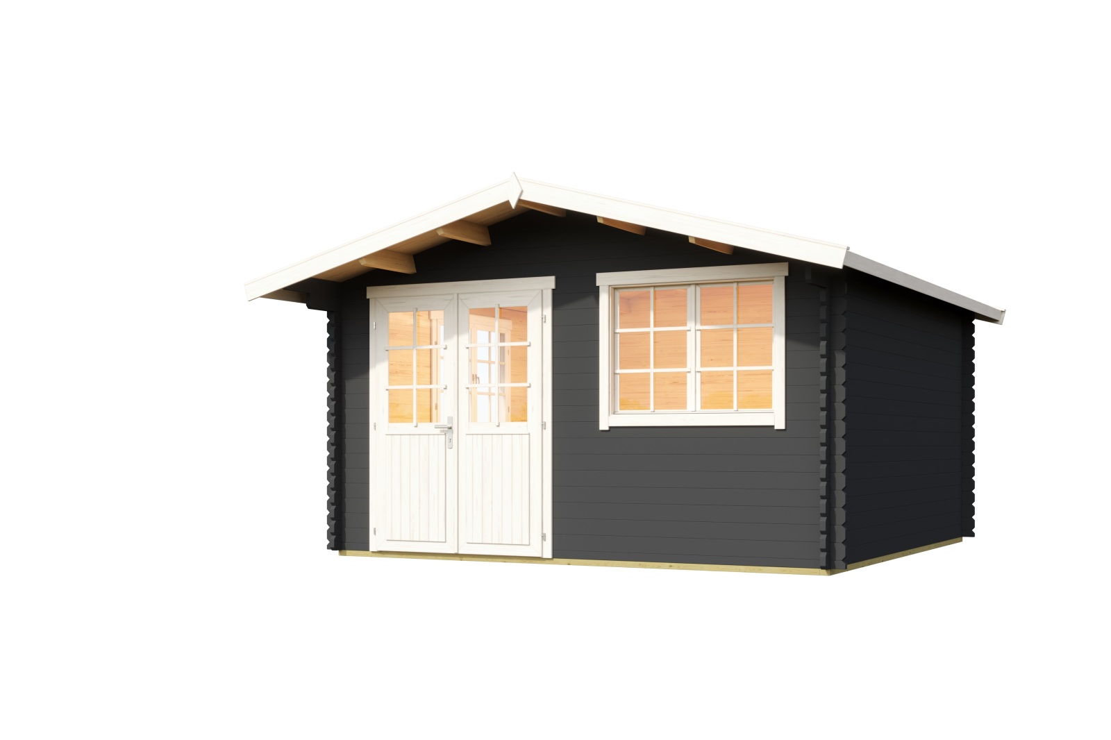 Gartenhaus NORDERNEY 3 - carbongrau - Fichte masiv - 390x390 cm