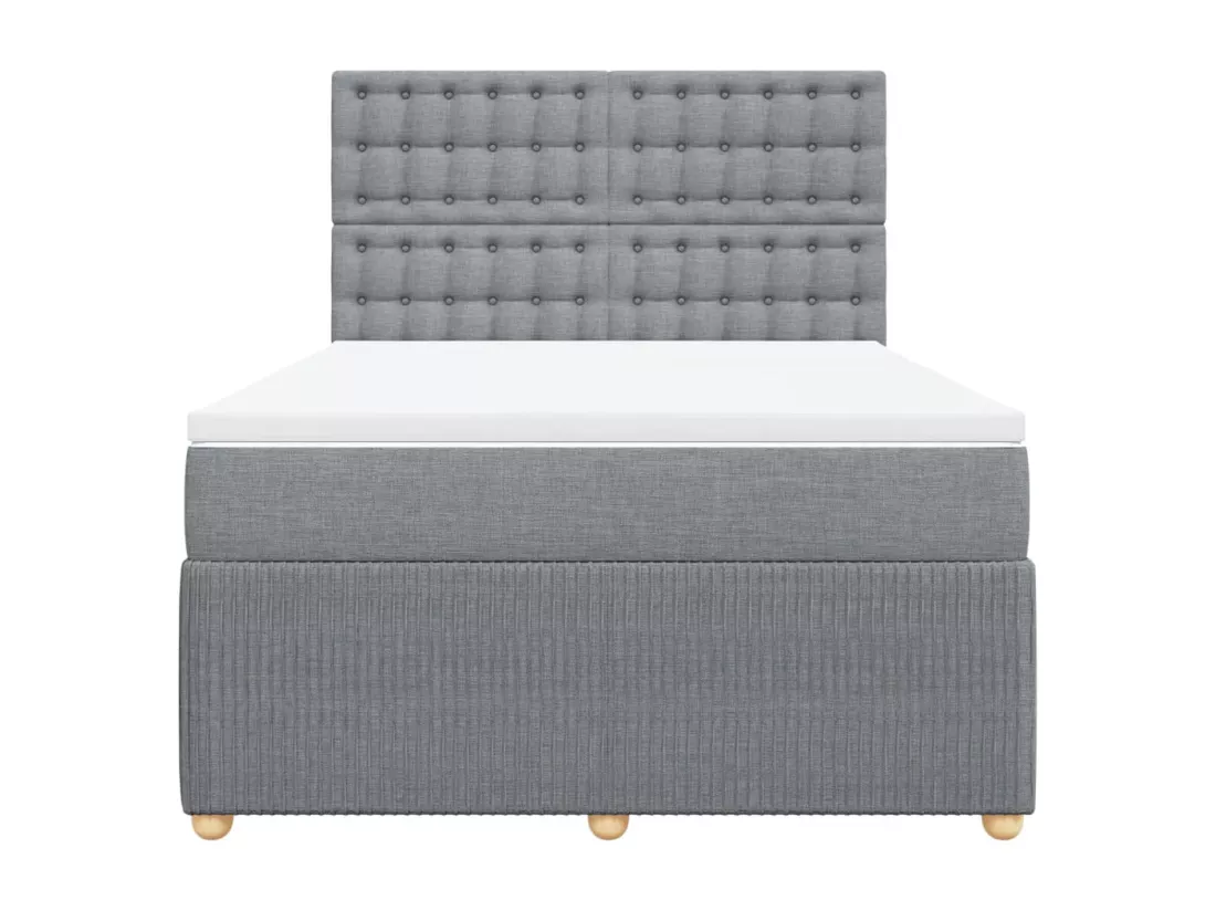 Sommier à lattes de lit avec matelas Gris clair 140x190cm Tissu