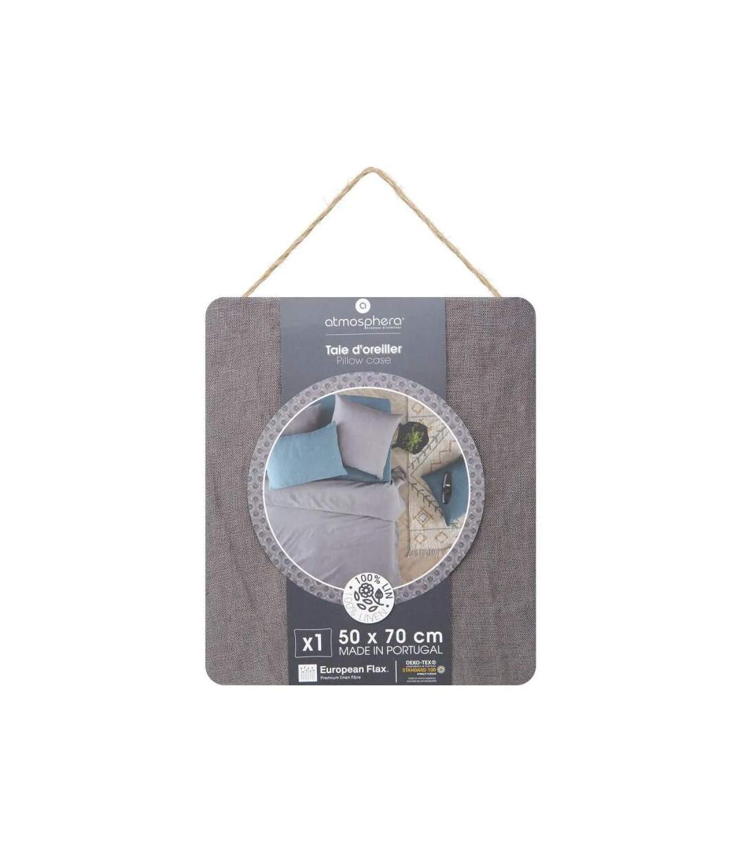 Taie d'Oreiller en Lin Adorable 50x70cm Gris Ardoise