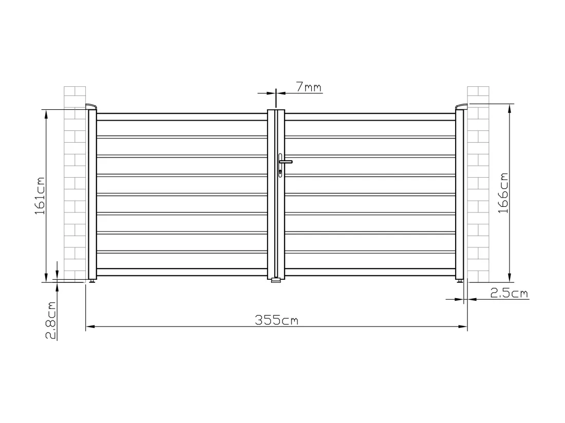 Portail battant aluminium ajouré L355 x H166 cm anthracite - PRIMO