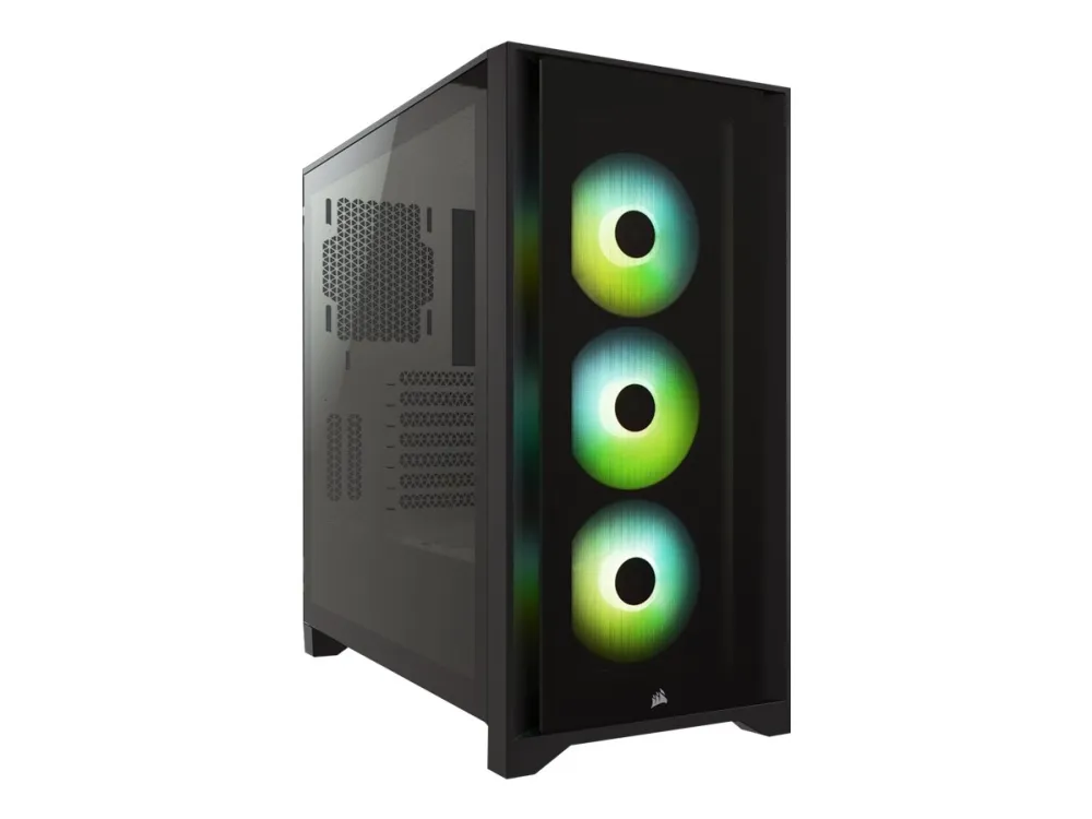CORSAIR | iCUE 4000X RGB – Miditower - ATX - ingen strømforsyning - Sort - USB/Lyd