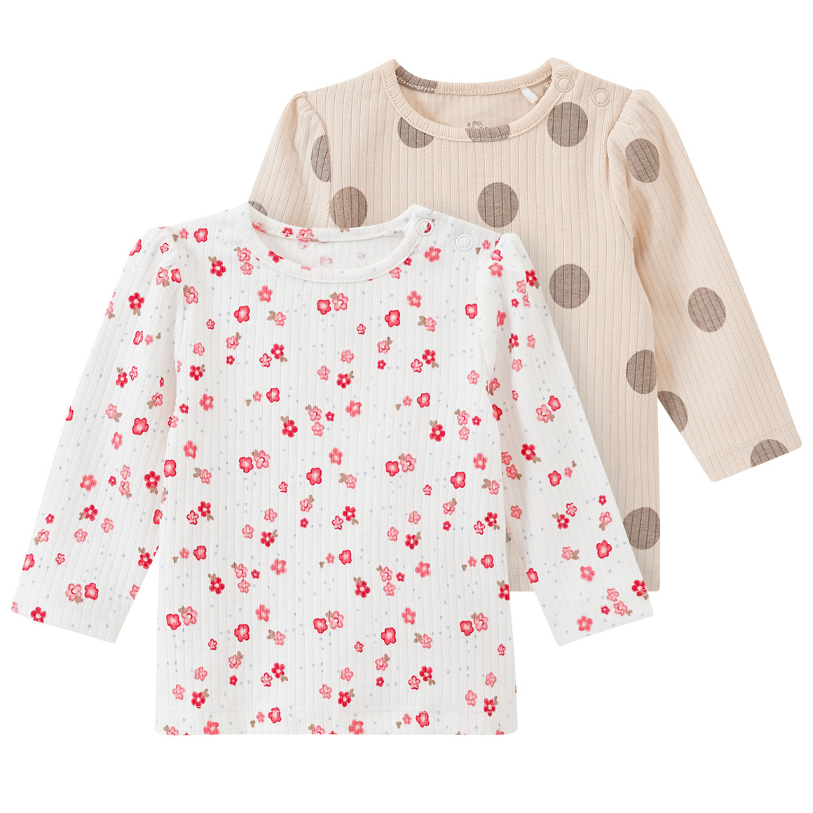 Topomini 2 Newborn Langarmshirts im Set beige / weiss