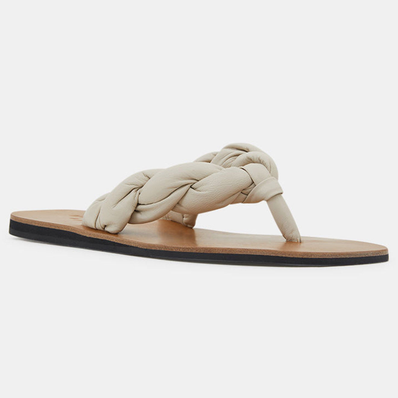 Flattered Tongs en Cuir Blanche beige clair