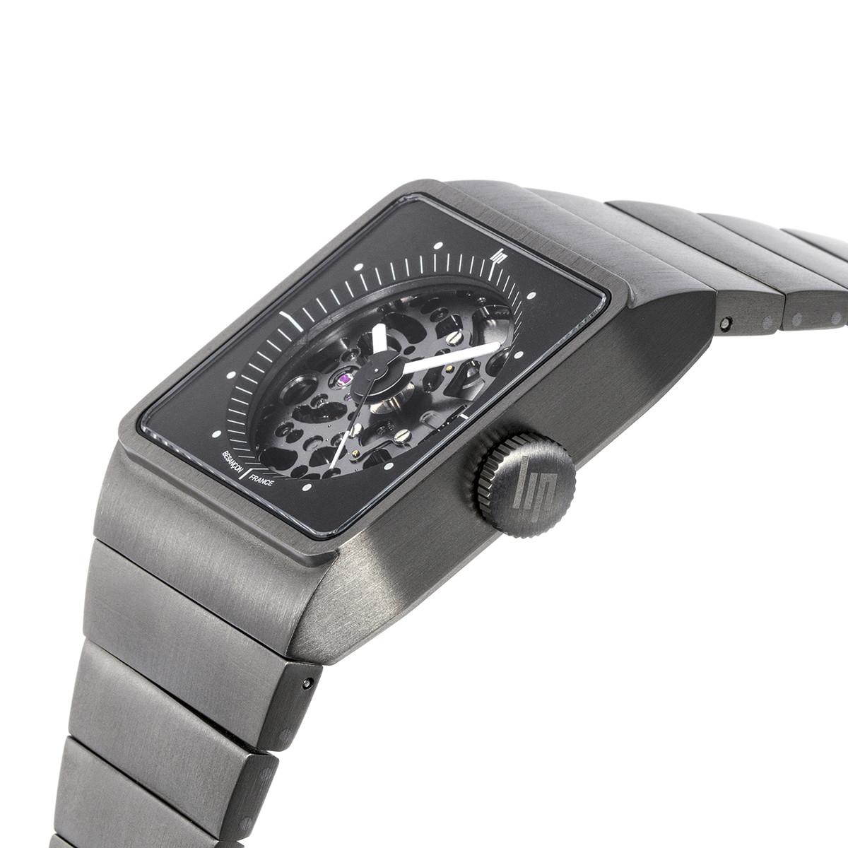 Montre LIP Big Titane homme automatique, bracelet titane gris